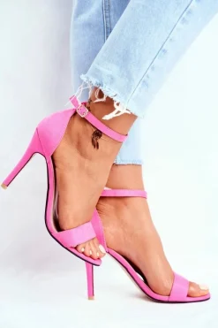 Zamszowe Sandały Na Szpilce Fuksja Liberty