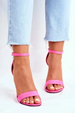 Zamszowe Sandały Na Szpilce Fuksja Liberty