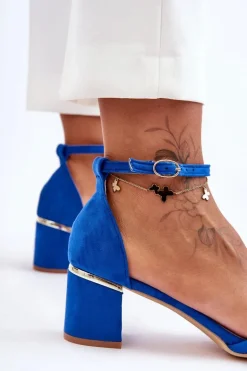 Zamszowe Sandały Z Warkoczem Niebieskie Essenza