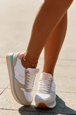 Zamszowe Sneakersy Damskie Big Star RR274A047 HI-POLY SYSTEM Beżowo-Białe