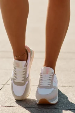 Zamszowe Sneakersy Damskie Big Star RR274A047 HI-POLY SYSTEM Beżowo-Białe