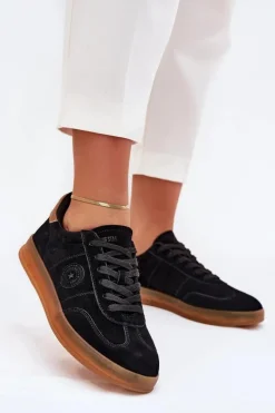Zamszowe Sneakersy Damskie Big Star RR274851 HI-POLY SYSTEM Czarne