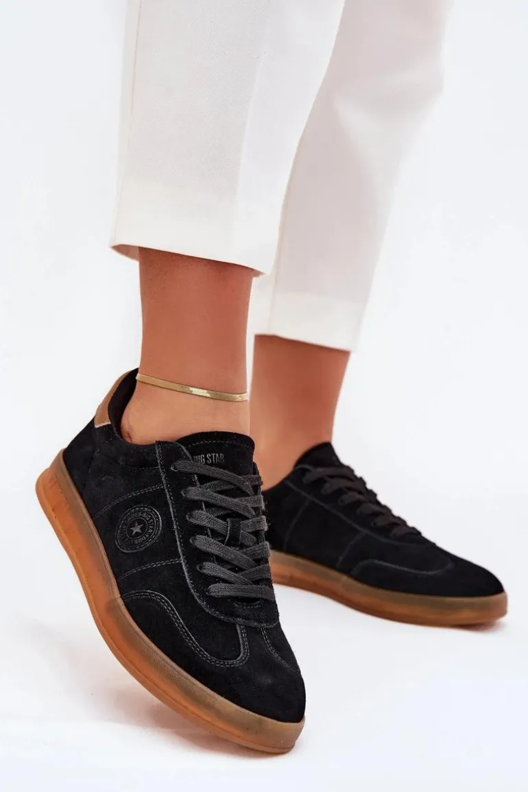 Zamszowe Sneakersy Damskie Big Star RR274851 HI-POLY SYSTEM Czarne