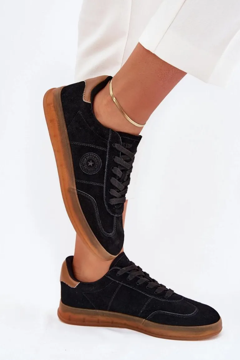 Zamszowe Sneakersy Damskie Big Star RR274851 HI-POLY SYSTEM Czarne
