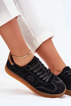 Zamszowe Sneakersy Damskie Big Star RR274851 HI-POLY SYSTEM Czarne