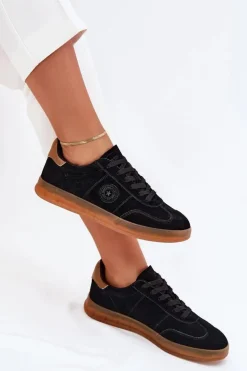 Zamszowe Sneakersy Damskie Big Star RR274851 HI-POLY SYSTEM Czarne