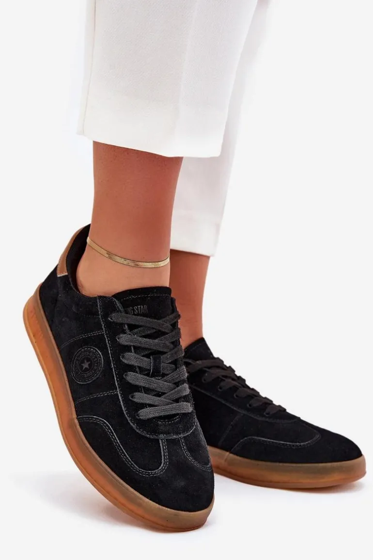 Zamszowe Sneakersy Damskie Big Star RR274851 HI-POLY SYSTEM Czarne