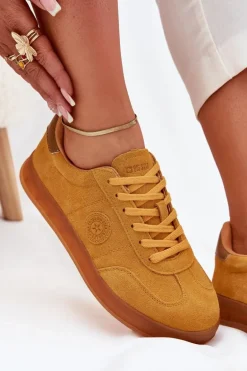 Zamszowe Sneakersy Damskie Big Star RR274846 HI-POLY SYSTEM Żółte