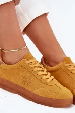 Zamszowe Sneakersy Damskie Big Star RR274846 HI-POLY SYSTEM Żółte