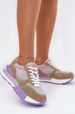 Zamszowe Sneakersy Damskie Na Platformie Big Star RR274815 HI-POLY SYSTEM Różowe