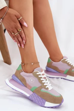 Zamszowe Sneakersy Damskie Na Platformie Big Star RR274815 HI-POLY SYSTEM Różowe