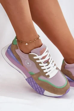 Zamszowe Sneakersy Damskie Na Platformie Big Star RR274815 HI-POLY SYSTEM Różowe