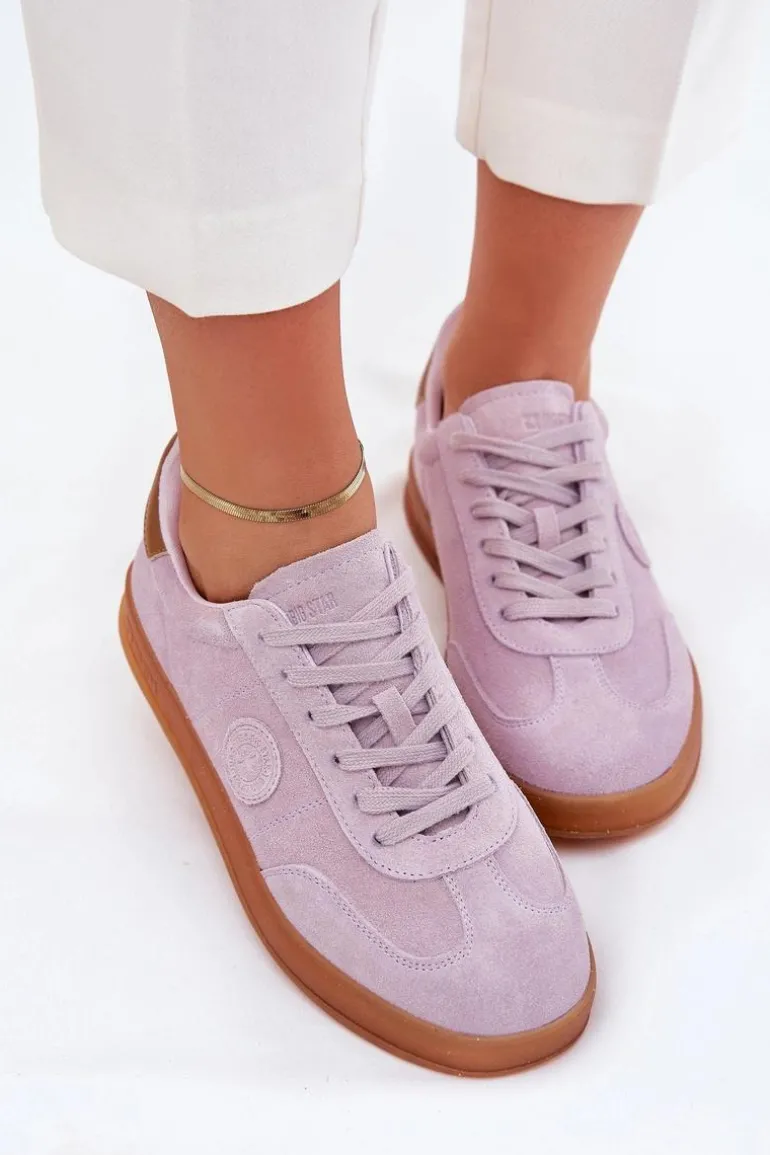 Zamszowe Sneakersy Damskie Big Star RR274850 HI-POLY SYSTEM Fioletowe