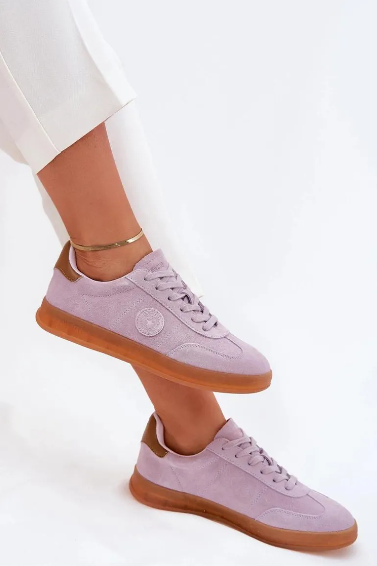 Zamszowe Sneakersy Damskie Big Star RR274850 HI-POLY SYSTEM Fioletowe
