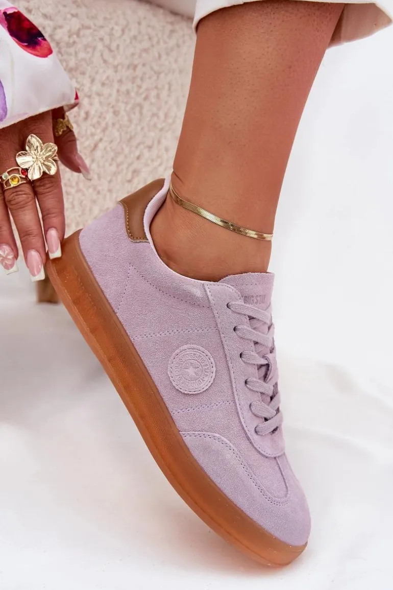 Zamszowe Sneakersy Damskie Big Star RR274850 HI-POLY SYSTEM Fioletowe