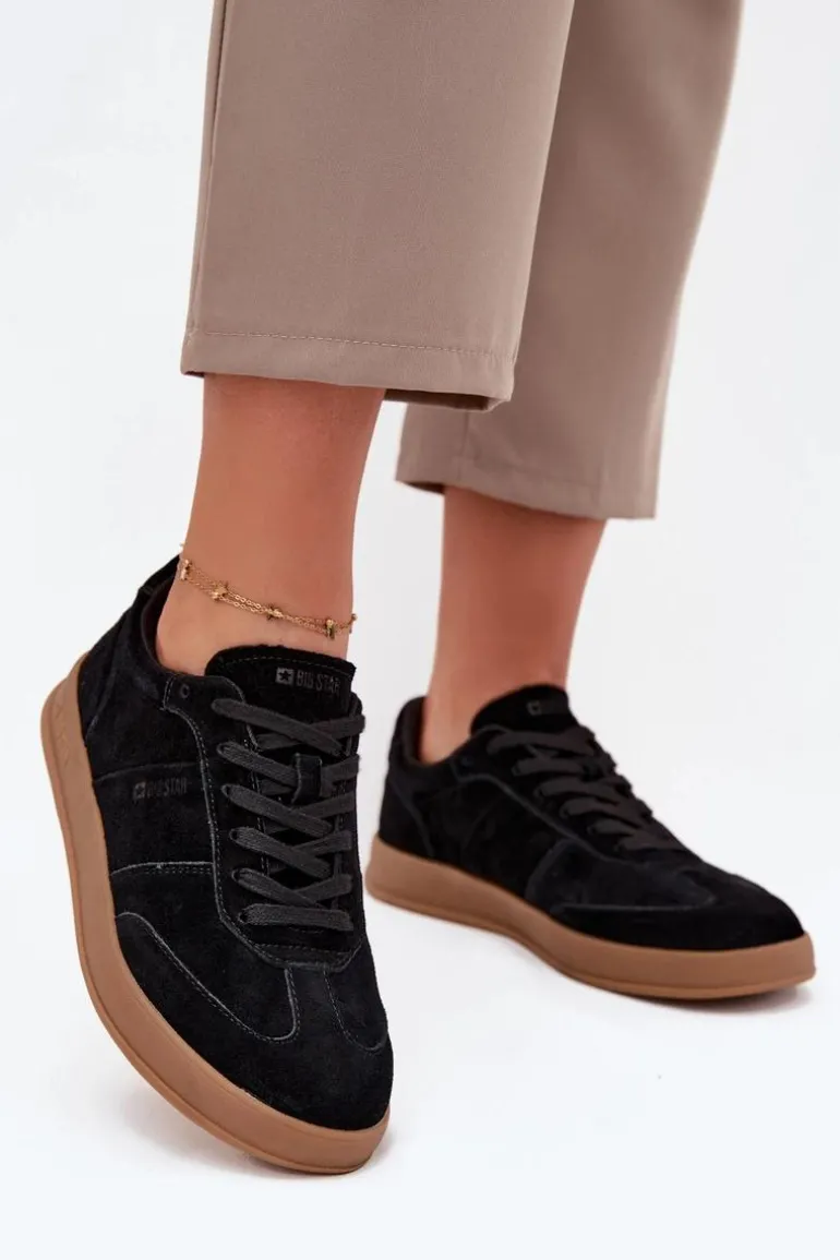 Zamszowe Sneakersy Damskie Big Star SS274673 HI-POLY SYSTEM Czarne