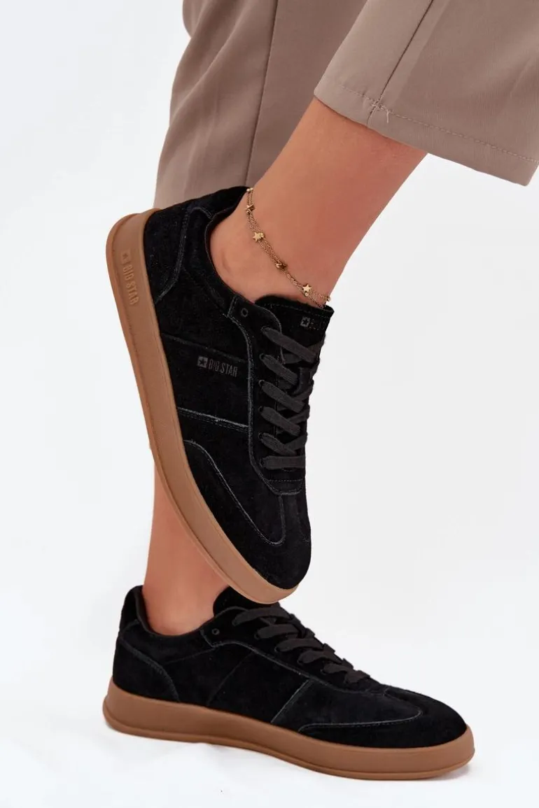 Zamszowe Sneakersy Damskie Big Star SS274673 HI-POLY SYSTEM Czarne