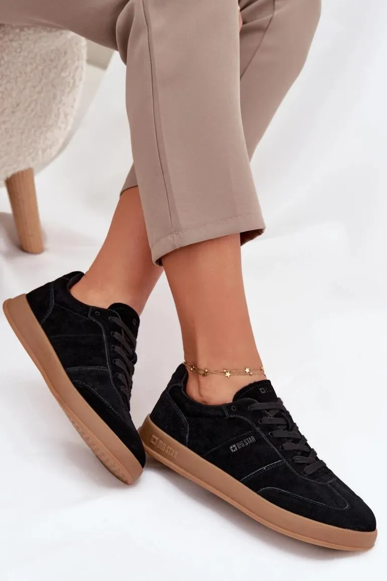 Zamszowe Sneakersy Damskie Big Star SS274673 HI-POLY SYSTEM Czarne