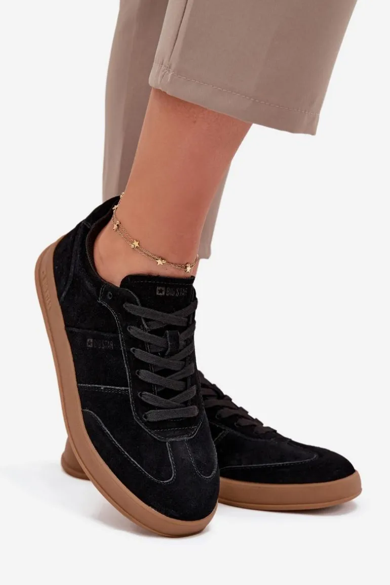 Zamszowe Sneakersy Damskie Big Star SS274673 HI-POLY SYSTEM Czarne
