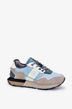 Zamszowe Sneakersy Damskie Big Star RR274245 HI-POLY SYSTEM Szaro-Niebieskie