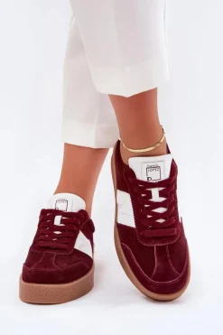 Zamszowe Sneakersy Damskie Daniel Lopez Just Dare SS2D4023 Bordowe
