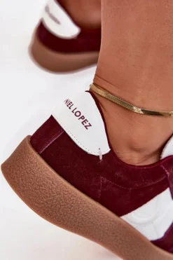 Zamszowe Sneakersy Damskie Daniel Lopez Just Dare SS2D4023 Bordowe