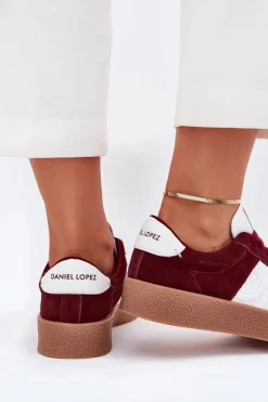Zamszowe Sneakersy Damskie Daniel Lopez Just Dare SS2D4023 Bordowe