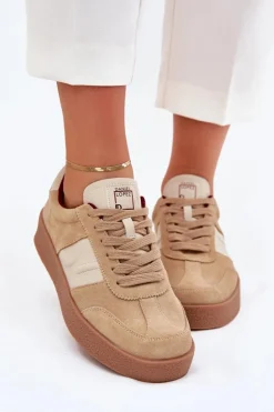Zamszowe Sneakersy Damskie Daniel Lopez Just Dare SS2D4022 Beżowe