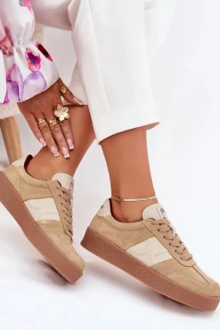 Zamszowe Sneakersy Damskie Daniel Lopez Just Dare SS2D4022 Beżowe