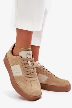 Zamszowe Sneakersy Damskie Daniel Lopez Just Dare SS2D4022 Beżowe