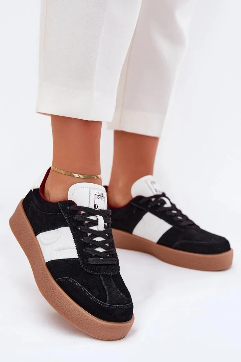 Zamszowe Sneakersy Damskie Daniel Lopez Just Dare SS2D4021 Czarne