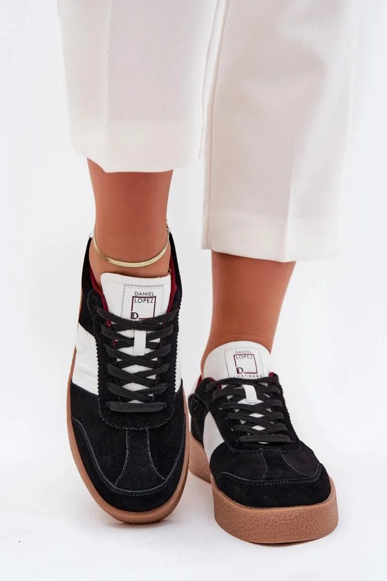 Zamszowe Sneakersy Damskie Daniel Lopez Just Dare SS2D4021 Czarne