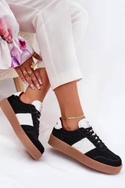 Zamszowe Sneakersy Damskie Daniel Lopez Just Dare SS2D4021 Czarne