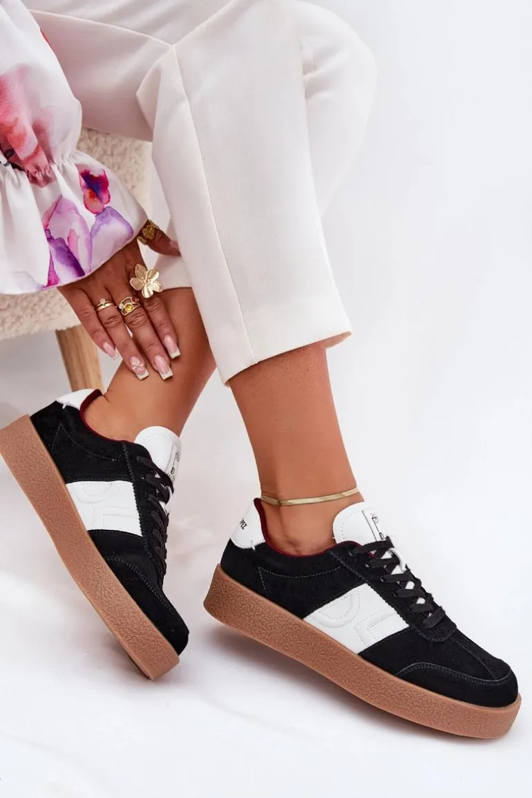 Zamszowe Sneakersy Damskie Daniel Lopez Just Dare SS2D4021 Czarne