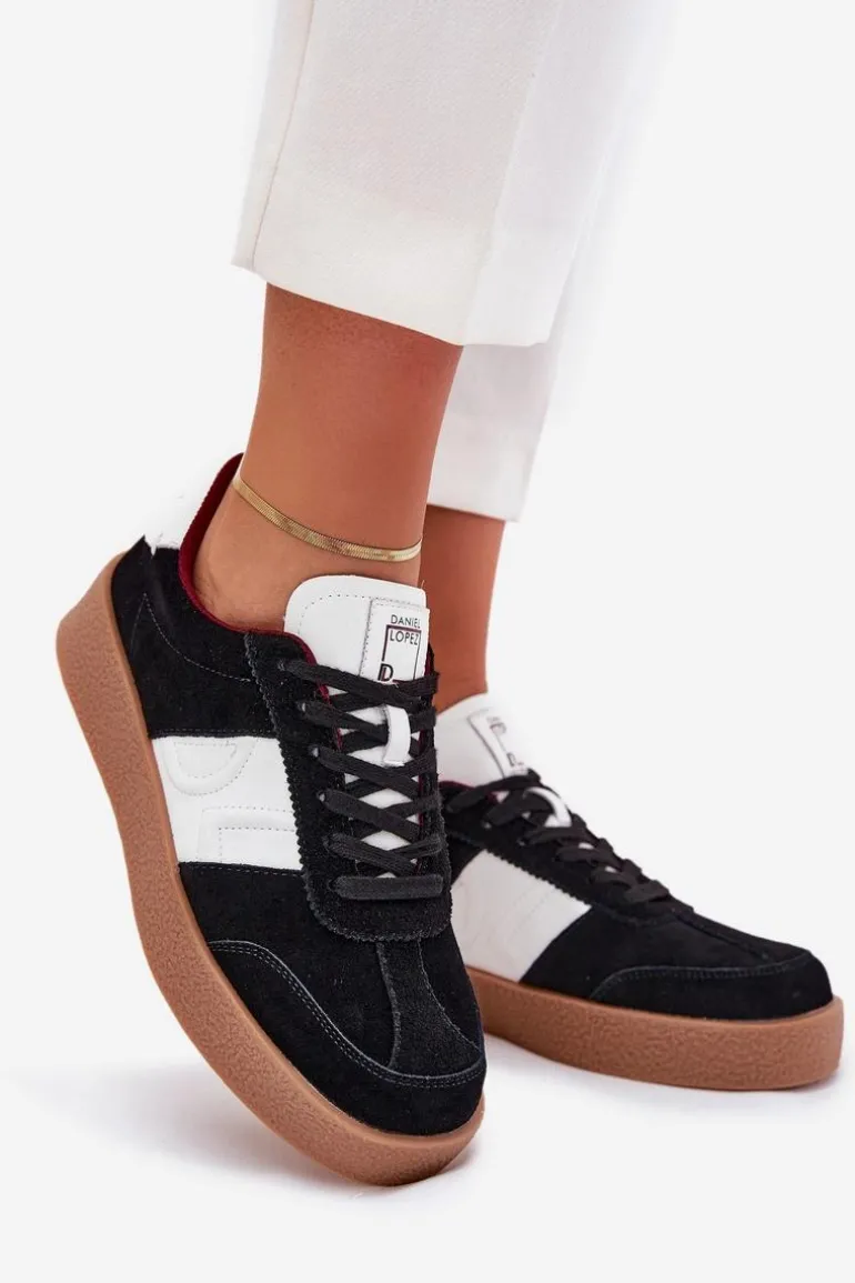 Zamszowe Sneakersy Damskie Daniel Lopez Just Dare SS2D4021 Czarne