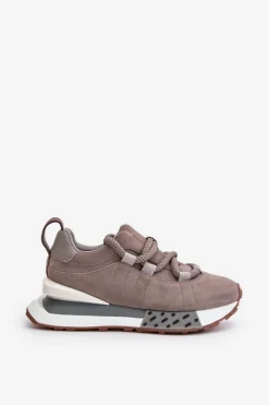 Zamszowe Sneakersy Damskie Na Platformie Z Grubym Sznurowaniem Artiker 54C1463 Szare
