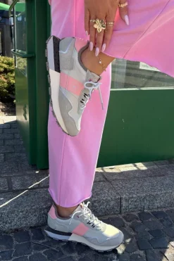 Zamszowe Sneakersy Damskie Big Star RR274243 HI-POLY SYSTEM Szaro-Różowe