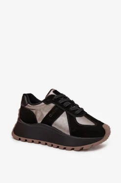 Zamszowe Sneakersy Damskie Ocieplane Na Platformie Big Star OO274A217 HI-POLY SYSTEM Czarne