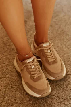 Zamszowe Sneakersy Damskie Na Platformie Big Star RR274A345 HI-POLY SYSTEM Ciemnobeżowe