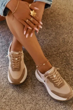 Zamszowe Sneakersy Damskie Na Platformie Big Star RR274A345 HI-POLY SYSTEM Ciemnobeżowe