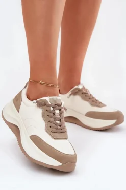 Zamszowe Sneakersy Damskie Na Platformie Big Star RR274A344 HI-POLY SYSTEM Beżowe