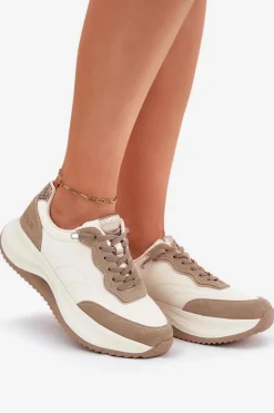 Zamszowe Sneakersy Damskie Na Platformie Big Star RR274A344 HI-POLY SYSTEM Beżowe