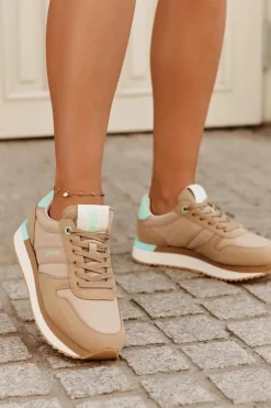 Zamszowe Sneakersy Damskie Big Star RR274A048 HI-POLY SYSTEM Ciemnobeżowe