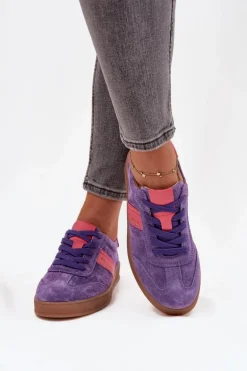 Zamszowe Sneakersy Damskie Vinceza 79576 Fioletowe