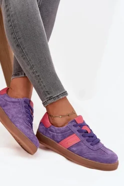 Zamszowe Sneakersy Damskie Vinceza 79576 Fioletowe