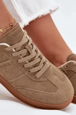 Zamszowe Sneakersy Damskie Big Star SS274675 HI-POLY SYSTEM Beżowe