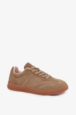 Zamszowe Sneakersy Damskie Big Star SS274675 HI-POLY SYSTEM Beżowe