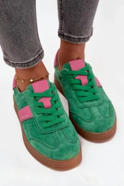 Zamszowe Sneakersy Damskie Vinceza 79576 Zielone