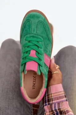 Zamszowe Sneakersy Damskie Vinceza 79576 Zielone