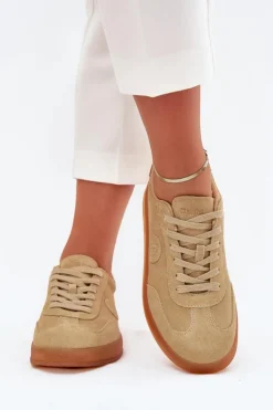 Zamszowe Sneakersy Damskie Big Star RR274849 HI-POLY SYSTEM Beżowe